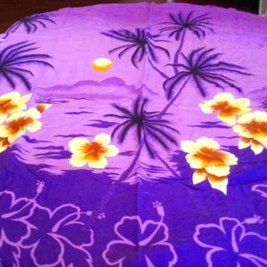 Purple Tropical Scenery with Yellow Flowers Beach Wrap